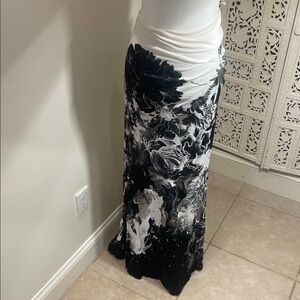 Roberto Cavalli Monochrome Floral Maxi Skirt